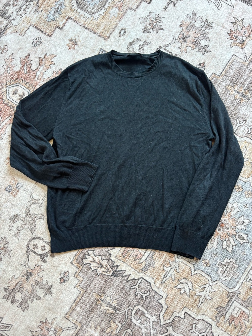Men's Silk/cashmere Black Crewneck Sweater - Timeless Pullover